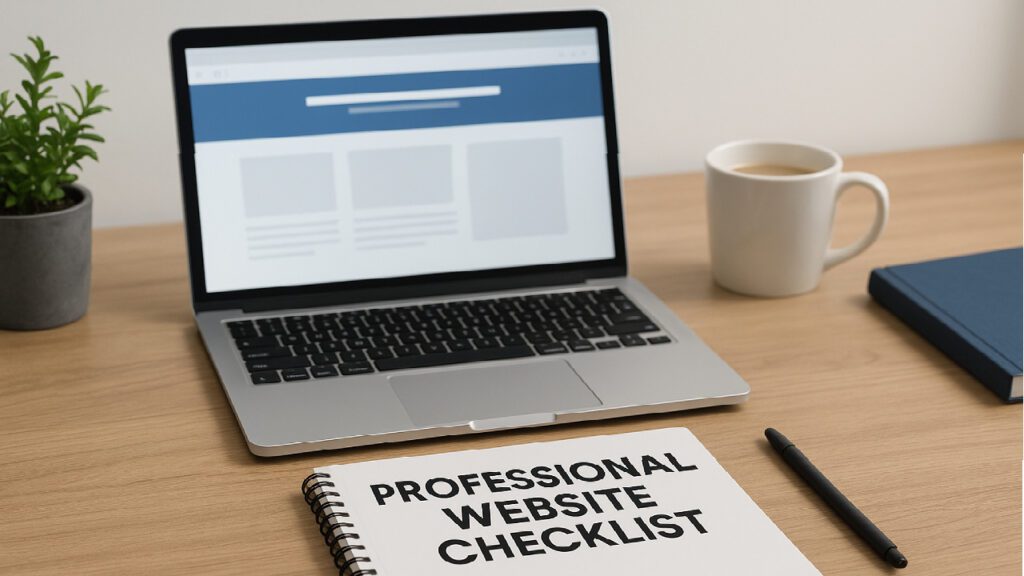 professional website checklist clean modern web design workspace