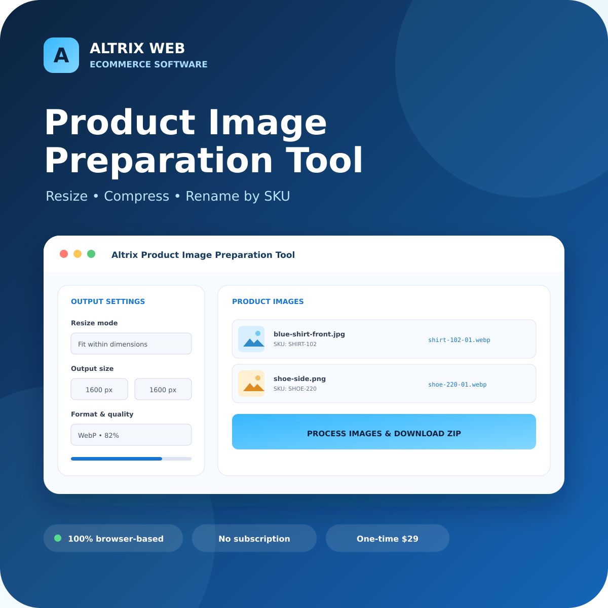 Altrix Product Image Preparation Tool interface preview