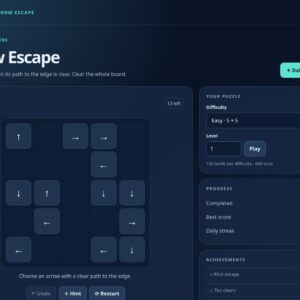 Altrix Arrow Escape game board with levels and daily challenge