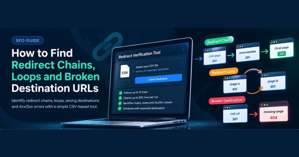 How to find redirect chains, redirect loops and broken destination URLs with a redirect verification tool