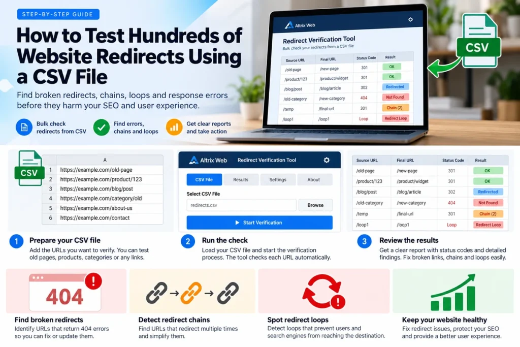 How to test website redirects using CSV with Altrix Redirect Verification Tool